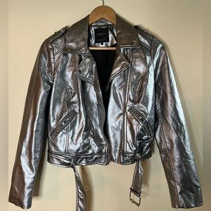 Silver metallic Zara pleather jacket